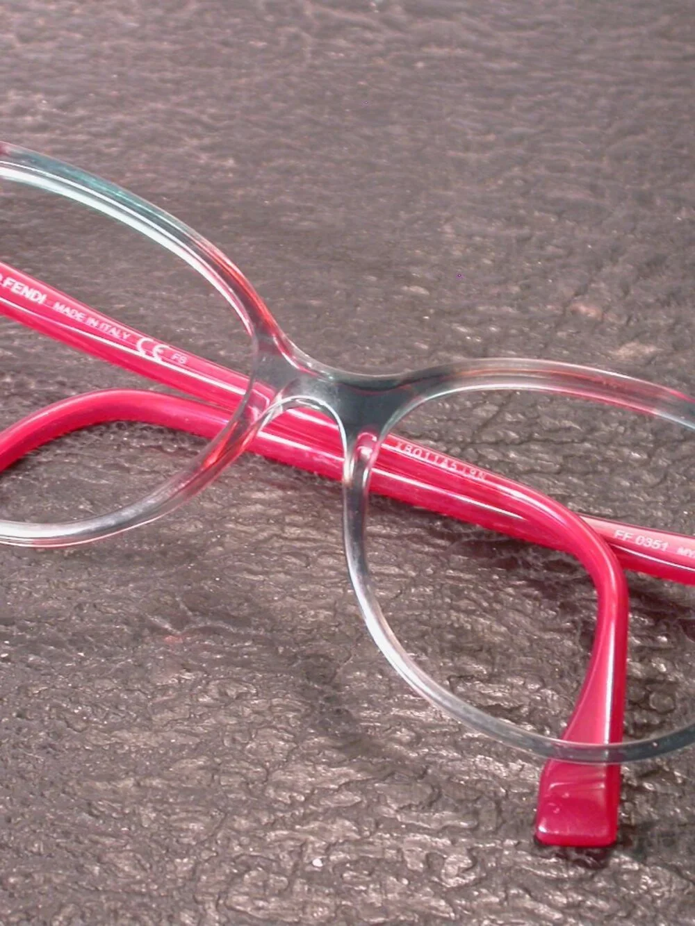 Fendi Pink Green Clear Designer Eyeglasses Made in Italy
